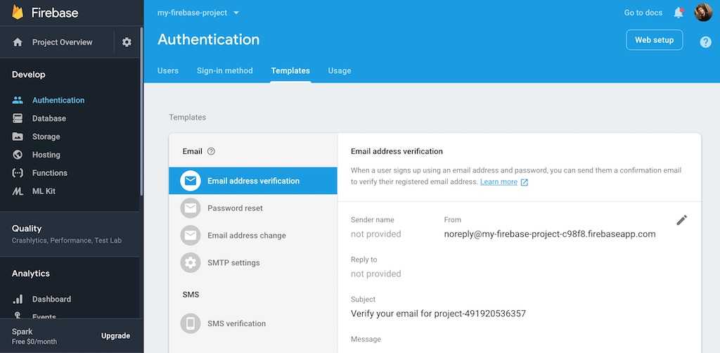 firebase authentication templates