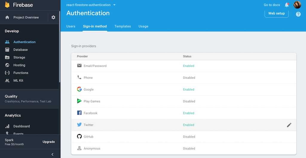 firebase sign in methods