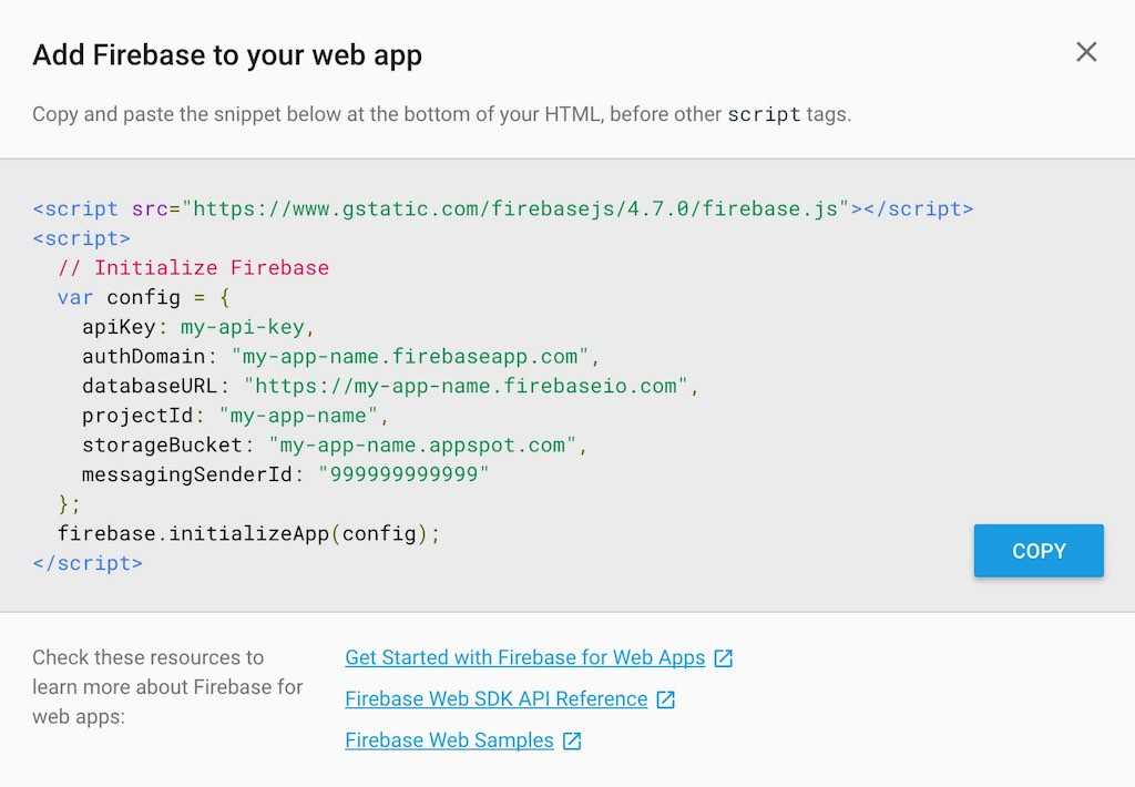 firebase config