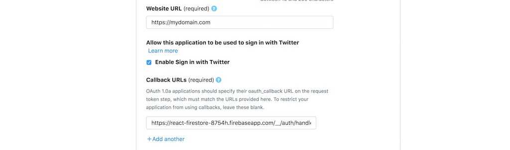 twitter app create callback url