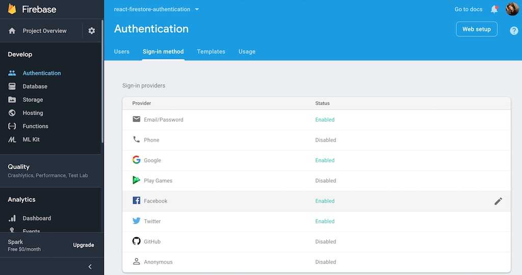 firebase sign in methods